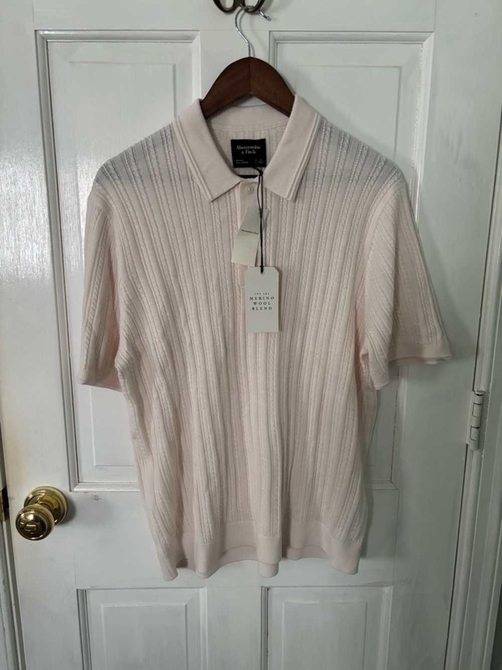 Abercrombie & Fitch cream Ribbed Polo